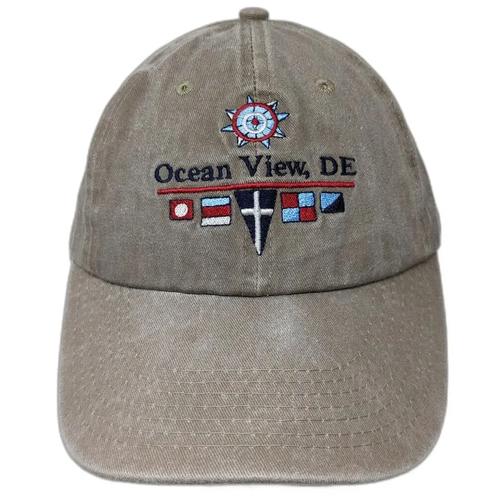 BJR Classic Headwear Baseball Cap Brown One Size Ocean View DE Nautical Flag Hat